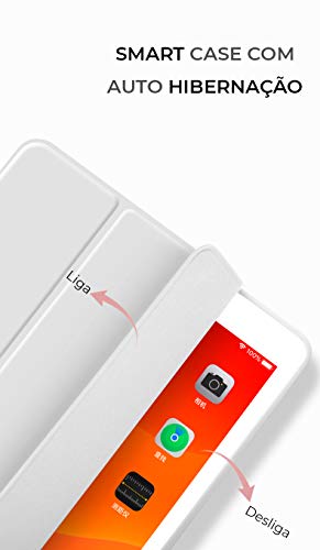 WB Capa iPad 7a, 8a e 9a Geração 10.2″ - Premium Slim Antichoque com Compart. para Pencil - Cinza