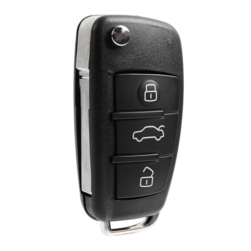 USARemote Key Fob Replacement Keyless Entry Remote for 2006 2007 2008 2009 2010 2011 2012 2013 2014 2015 Audi A3 A4 A5 A6 A8 Q R S TT Quattro 3-Button with Panic Flip Key (IYZ 3314, 4F0837220)