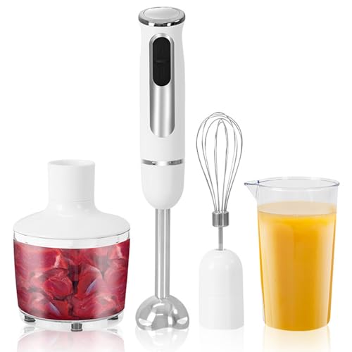 Licuadora de mano de inmersión para cocina, licuadora de emulsión de mano con cuchillas de titanio, con batidor, accesorios de espumador de leche, emulsionante perfecto para sopa, batido, puré