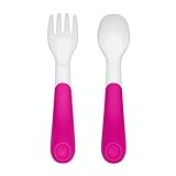 OXO Tot Plastic Fork & Spoon Set With Travel Case- Pink