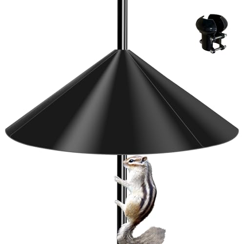 Pavtner 19 Inch Wide Black Squirrel Baffle - Ideal for Bird Feeder Poles, Outdoor Pole Mount Stoppers, and Shepherd’s Hooks Black