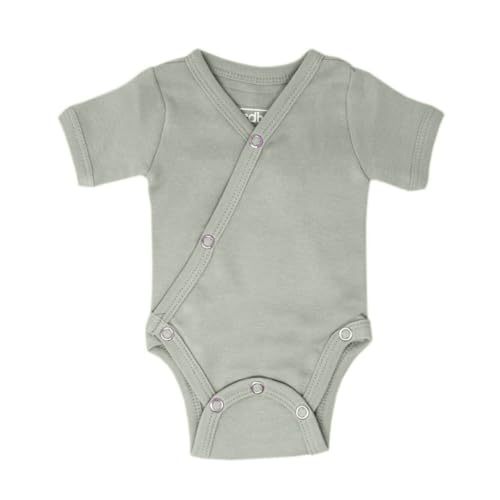 Image of L'ovedbaby Unisex Baby Organic Cotton Short Sleeve Kimono Bodysuit, GOTS Certified, Snap Wrap Onesie for Newborns & Infants