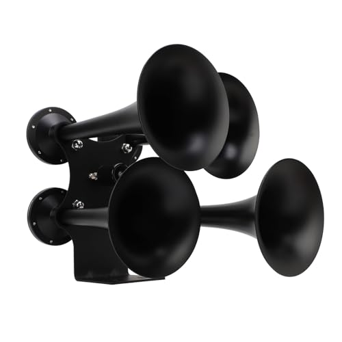 Aqxreight Horn Superior Sound DC 12V 24V 4 Trumpets Horn Kit for Car Trucks Boats Lorry Yacht Plated Ensure Reliability Can Periods Use of in a Horn4 Trumpets HornTruck