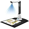 Portable HD Document Scanner, A2 Overhead Book Scanner for A4 A3, PDF Export & Auto Correction, for Office Library Classroom Bank