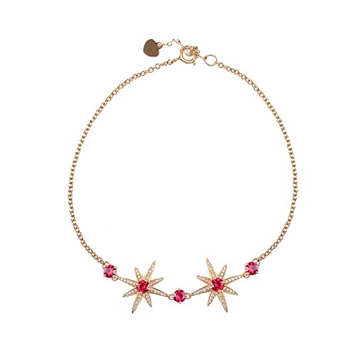 Bracelet rubis Feng Shui en or rose 18k avec diamant pour une elegance intemporelle