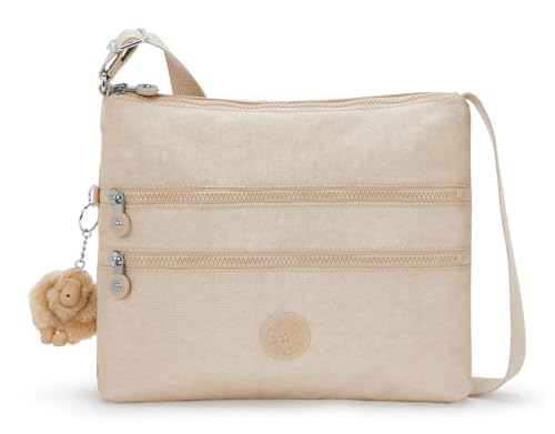 KIPLING Alvar Sac à Bandoulière de Taille Moyenne, Sparkled Beige (Beige)