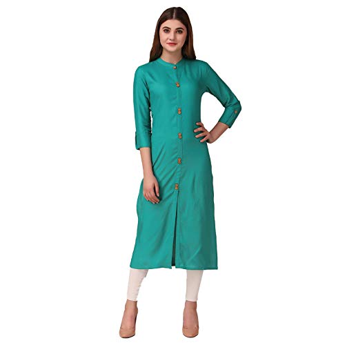 Image of NEW4U Women's Solid Rayon Straight Kurta