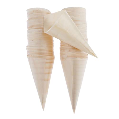 Fxzqgnh 100 Piezas Vasos de Conos de Madera Platos Desechables para Postres Y Entrantes Adecuado para Comida Rápida, tal como se describe, 11x15.5cm