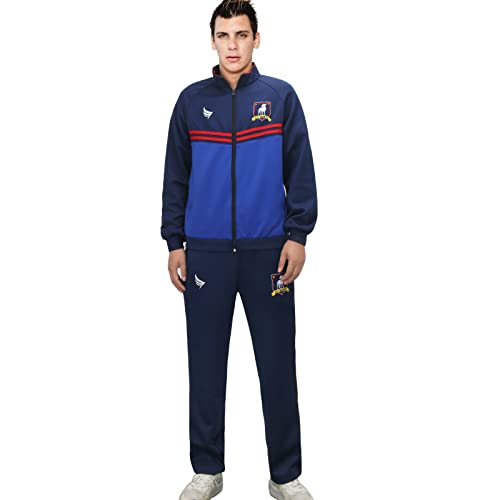 Football Jacket Pants Suit Blue Soccer Track Lightweight Sports Tracksuit Training Sportswear Set Adult Size