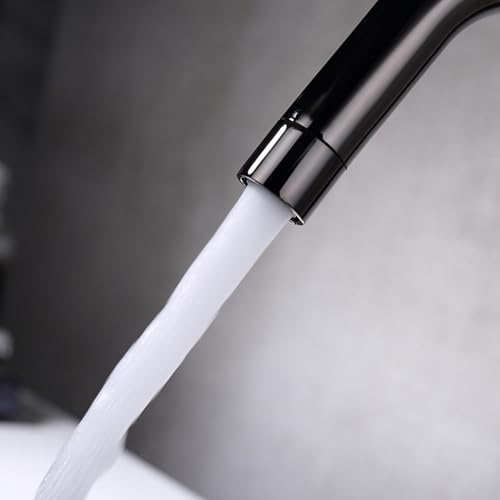 Grifo de fregadero de baño de tres hoyos bimando con caño alto giratorio 3