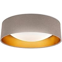 B.K.Licht I Lámpara de techo de tela LED I taupe-dorado I 18W LED board I 2.200lm I 4.000K color de luz blanca neutra I lámpara de tela I 40cm