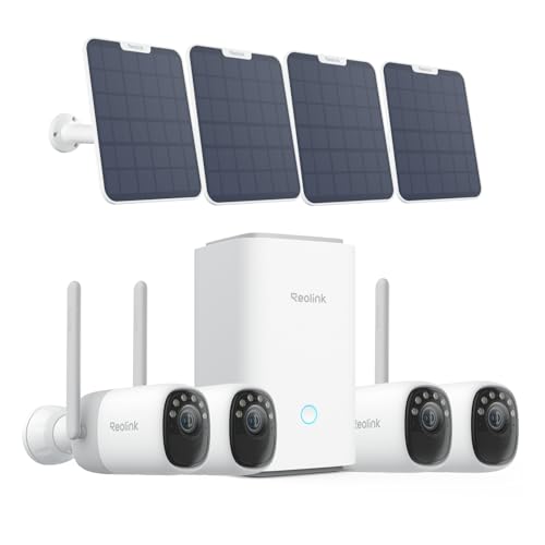 REOLINK Home Hub with 4X Altas + 6W Solar Panel - 2K Solar Camera Outdoor Wireless, Motion-Triggered Pre-Record Cameras for Home Security, 540 Days Battery Life, F1.0 ColorX Night Vision, Wi-Fi 6