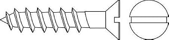 Wood Screw, Flat, #5x1 L, Zinc, PK100