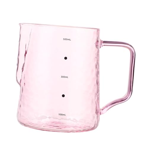 Cabilock 500ml Pink Glass Milk Jug Coffee Pot Beak Cup Portable Server Milk Can Kitchen Gadget