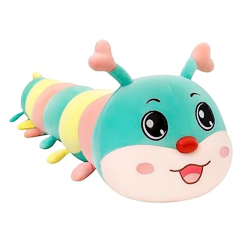 GREUS 43.3 Inches Giant Caterpillar Stuffed Animal Caterpillar Plush Cuddle Toys Long Caterpillar Hugging Pillow Plushies Body Pillow Cute Caterpillar Doll Birthday Gift for Kids Girls Girlfriend Cover