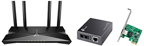 Image of TP-Link WiFi 6 AX3000 Smart WiFi Router (Archer AX50) & TG-3468 Gigabit PCI Express Network Adapter - Green & Gigabit SFP to RJ45 Fiber Media Converter | Fiber to Ethernet Converter(MC210CS)