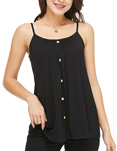 Image of Camisoles for Women with Built in Bra Adjustable Strap Tank Tops Cami Sleeveless Summer Tops for Workout Sleeping Traveling