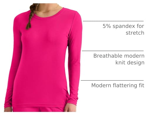 Image of Healing Hands Underscrub Long Sleeve Women Knits Scrub Tops | Soft Cotton Blend Knit, Breathable Stretch Comfort, Machine Wash, Easy Care Fabric, Ideal For Layering Under Scrubs