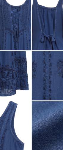 Image of Sakkas Stella Long Tank Top Adjustable Caftan Corset Dress with Embroidery
