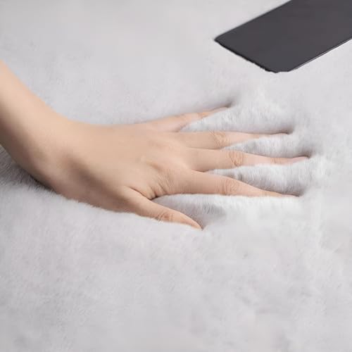 Image of Rabbit Fur Area Rug 6x8 Ft | Super Soft Plush Carpet with Anti-Slip Backing | Washable Luxury Rug for Bedroom, Living Room & Home Decor
