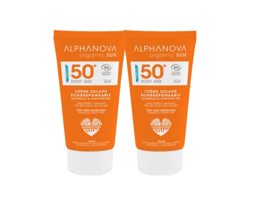 Crème solaire SPF50+ Alphanova Sun écran total adulte lot de 2 efficacité anti-UVA UVB