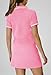 SENSERISE Womens Workout Sets 2 Piece Outfits V Neck Short Sleeve Polo Shirt and Tennis Skort Set with Pockets (Pink,XS)