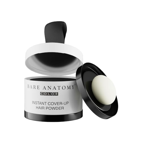 Image of Bare Anatomy Instant Cover-Up Hair Powder | 100% Instant Grey Coverage | Seamless Natural Finish | Gentle, Non-Drying Formula | Black Color | 4gm