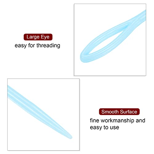 Image of HARFINGTON 20pcs Plastic Sewing Needles, 15cm Length Large Eye Blunt Needles Learning Needles for Sewing Handmade Crafts DIY Notions Stitching, Blue
