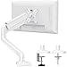 ELIVED Braccio singolo per monitor da 13-32 pollici con VESA 75 x 75/100 x 100 mm fino a 9 kg, rotazione a 360° braccio a molla a gas con morsetto a C e base di passacavo, supporto per monitor, bianco immagine