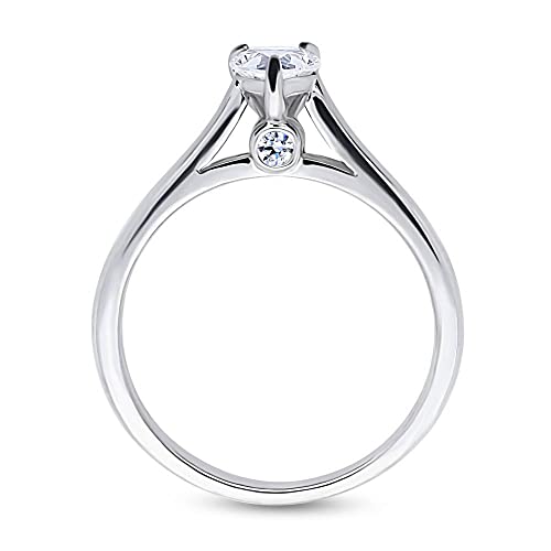 BERRICLE Sterling Silver Solitaire Wedding Engagement Rings 0.8 Carat Pear Cut Cubic Zirconia CZ Promise Ring for Women, Rhodium Plated4