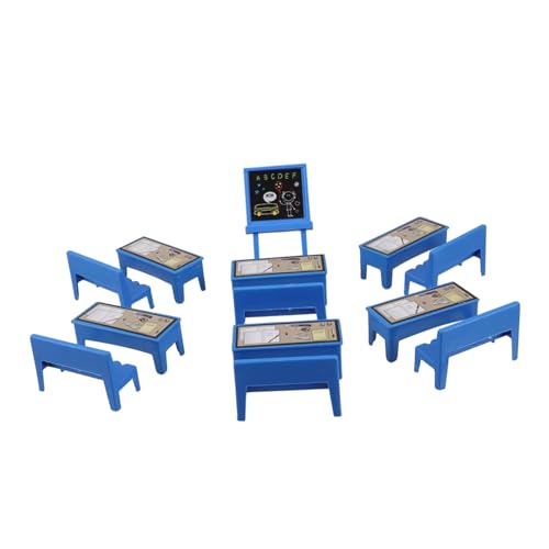 Hohopeti 13pcs Mini Classroom Furniture Set for Dollhouse Desk Chairs and Blackboard Ideal for Dollhouse School Playset and Diorama Supplies Miniature School Accessories