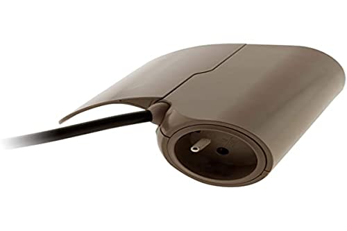 Zenitech - Bloc 3 Prises Escamotable 16A 2P+T - Câblé HO5VV-F 3G1 - Gris - Longueur 1,60m - Prises Cachées pour Optimisation de l'Espace - Couvercle et...
