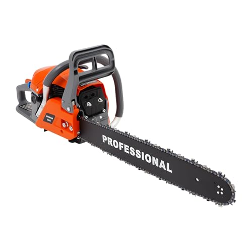 Xlsdlvcnxz Sierra de cadena eléctrica de 58 cc a gas, 2 tiempos, motosierra de gasolina para árboles, granja y jardín