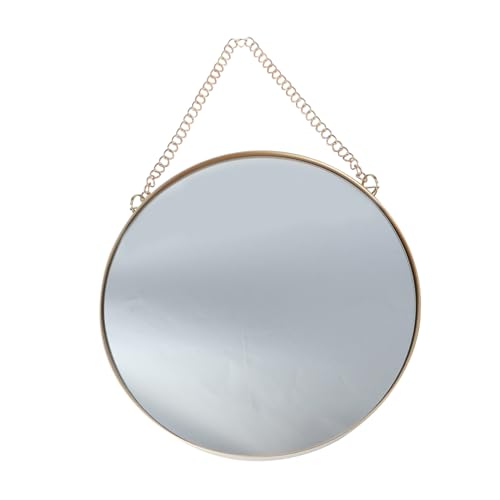 iplusmile Specchio da Parete Rotondo Dorato per Bagno e Camera Specchio Appeso Moderno con Catena Resistente Decorazione Elegante per Soggiorno e Camera da Letto