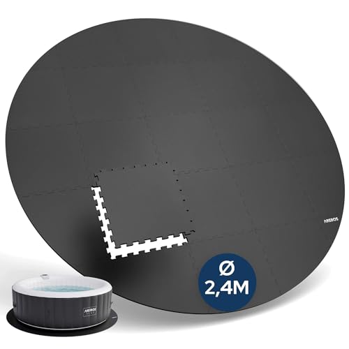 AREBOS Tapis de Protection Rond Ø 240 cm pour Piscine et Spa | Tapis Puzzle Isolant et...