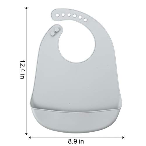 Pandaear Cute Super Thin Light Weight Unisex Silicone Baby Bibs Waterproof (Blue/Purple/Grey) #TOP1