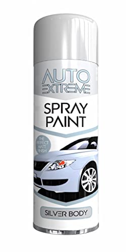 SuperGift.com 250ml All Purpose Aerosol Silver Body Spray Paint Quick Drying Spray Fast Dry and Excellent Coverage for Car Van Wheel Metal Plastic and More by Diva Gift