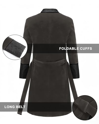 Image of Men's Long Velvet Smoking Jacket Smoking Robe with Belt Shawl Lapel Quilted Dressing Gown