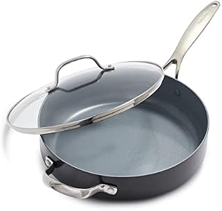 GreenPan Valencia Pro Hard Anodized Healthy Ceramic Non-Stick 28 cm/4.2 Litre Sauté Pan Jumbo Cooker with Lid, PFAS-Free, Induction, Oven Safe, Grey