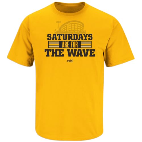 Smack Apparel Saturdays T-Shirt for Iowa College Fans (SM-5XL) (Gold Short Sleeve, 5X-Large)