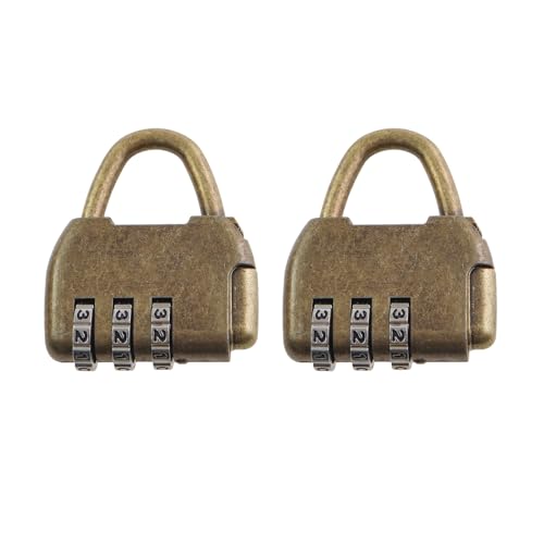 Image of 2PCS 36mm Bronze Mini Vintage Combination Padlock Alloy Steel Luggage Bag Lock for Diaries Small Box Crafts