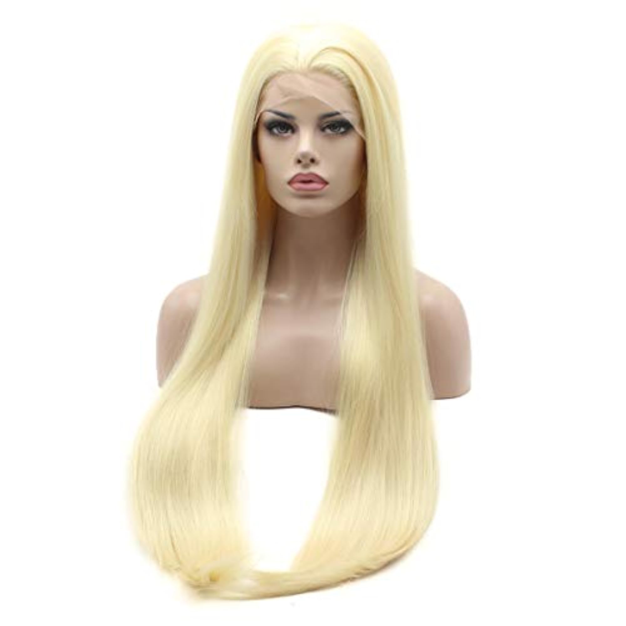 Lace Front Synthetic Wig Straight Extra Long Silky Light Blonde Wig