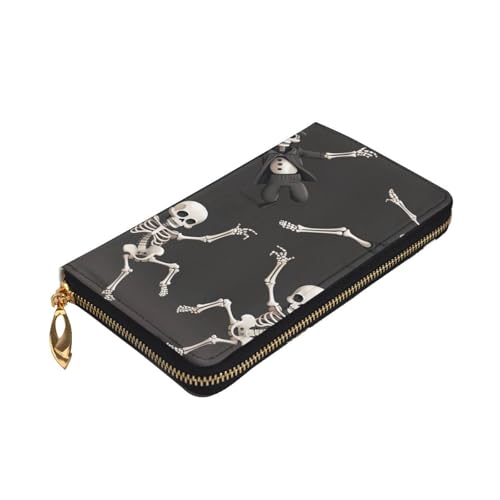 Cute Skeleton Dancing Printed Long Wallet for Women Men Cute PU Leather Wallet with Coin Purse and Credit Card Holder3
