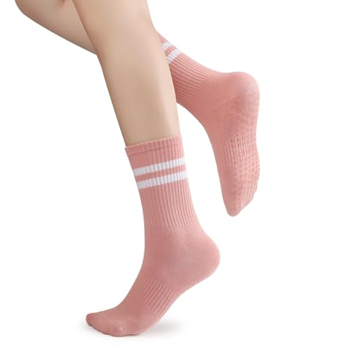 Image of loudashuaiqi Grip Pilates Socks Non Slip Athletic Yoga Socks with Grips for Women Grippy socks for Hospital Workout Barre