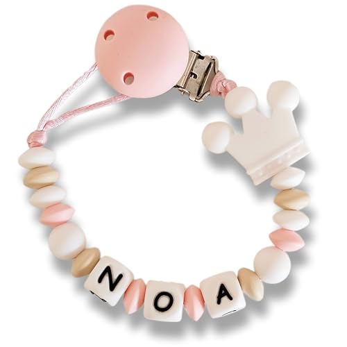 TetebyNoa - Sujetachupetes Personalizado Con Nombre de Bebé. Evita la Caida del Chupete. Accesorio Bebé Seguro de Tela. Chupetero (Seleccione el modelo)
