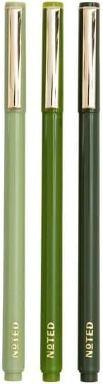 Noted, Green Pens, Felt Tip, 3 Pens/Pack