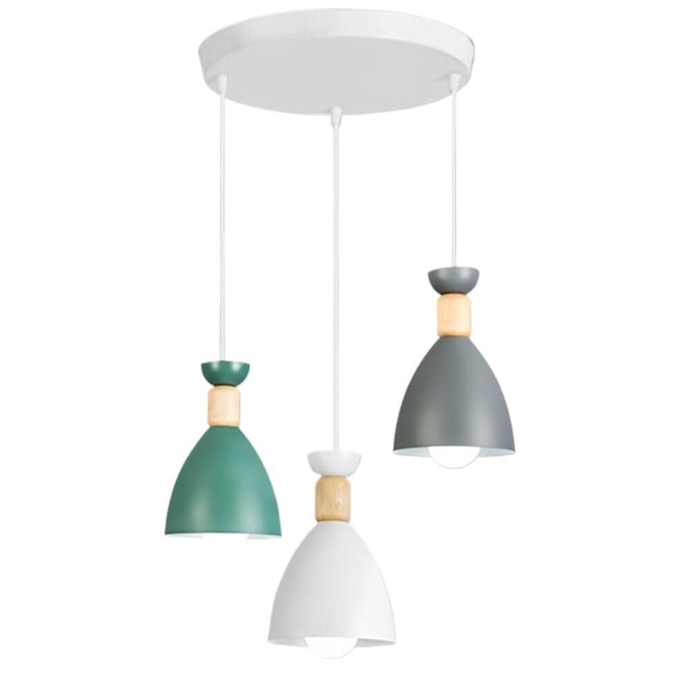FZQSXAZU Pendant Light Ceiling Shade Modern Macaron Chandelier 3-Lights Wrought Iron Disc Nordic Adjustable Dining Room Bar Lamp Bedroom Bedside Indoor Decor Green(D)