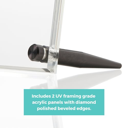 Wexel Art 10X12-Inch Diamond Polished Beveled Edge Framing Grade Acrylic Tabletop Floating Frame With Graphite Hardware For 8X10-Inch Art & Photos #TOP4