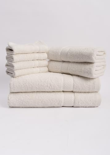 Serviettes de bain super absorbantes en coton 450g/m² blanc | Set textile de 8 - 2