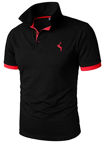 HOOD CREW Polo Clásico para Hombre Manga Corta Camisas Casual Verano Tops